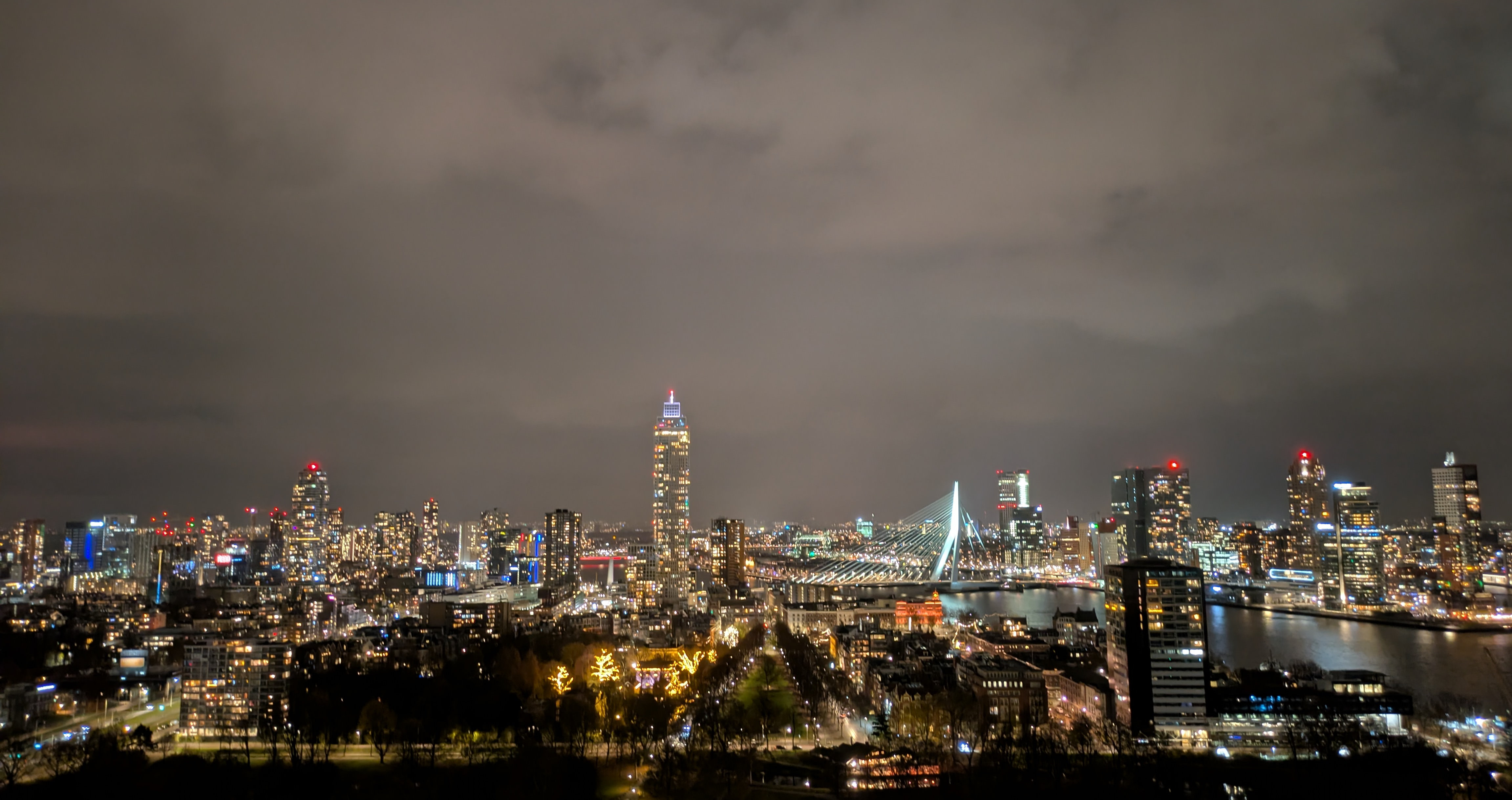 Two colour linocut print of two koi carp in a pond